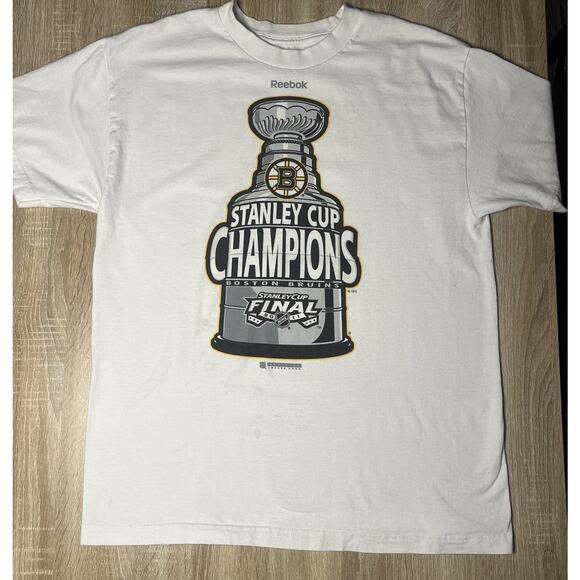 Reebok Boston Bruins 2011 Stanley Cup Champions Locker Room Shirt NHL Size L - Picture 1 of 3